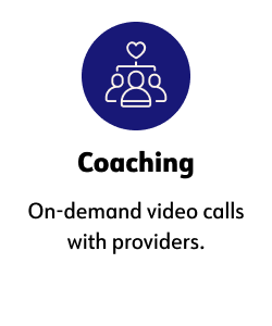 Coaching  On-demand video calls with providers.