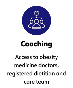 Coaching  Access to obesity medicine doctors, registered dietitian and care team