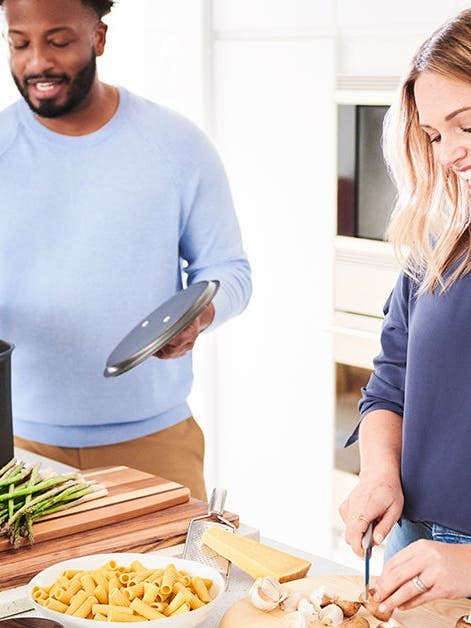 people cooking healthy food