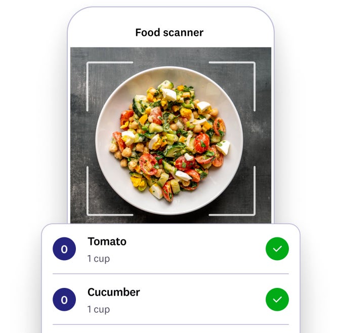 app preview of the food scanner