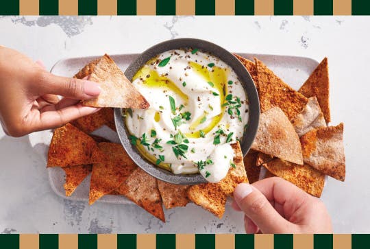 whipped feta cheese dip and pita c