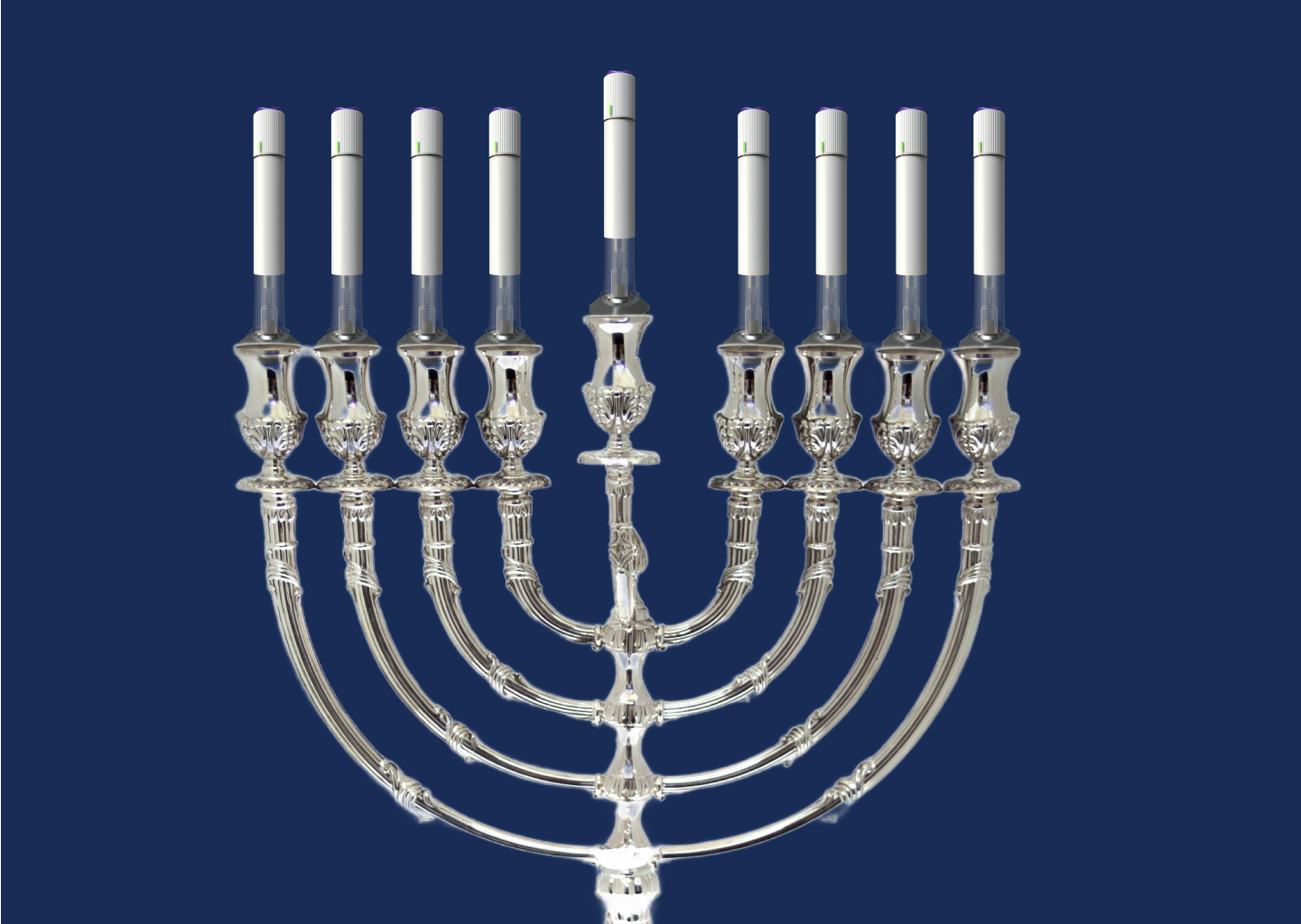 Menorah with Zepbound pens for candles