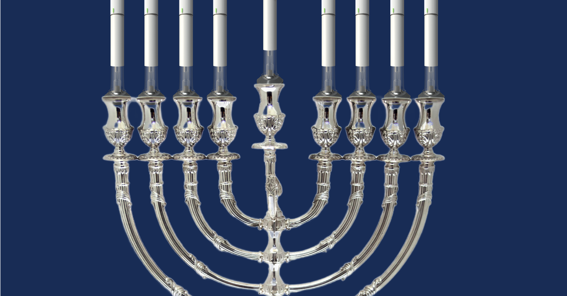 Menorah with Zepbound pens for candles