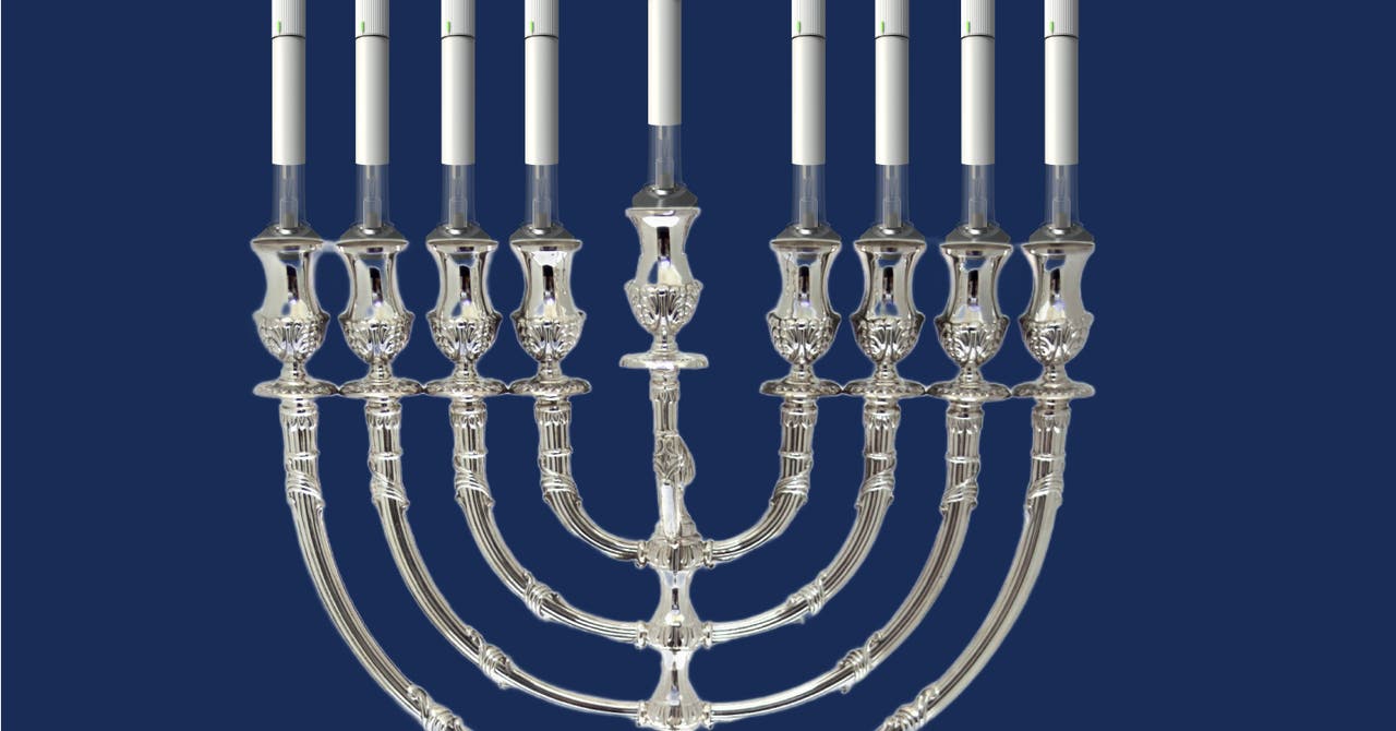 Menorah with Zepbound pens for candles