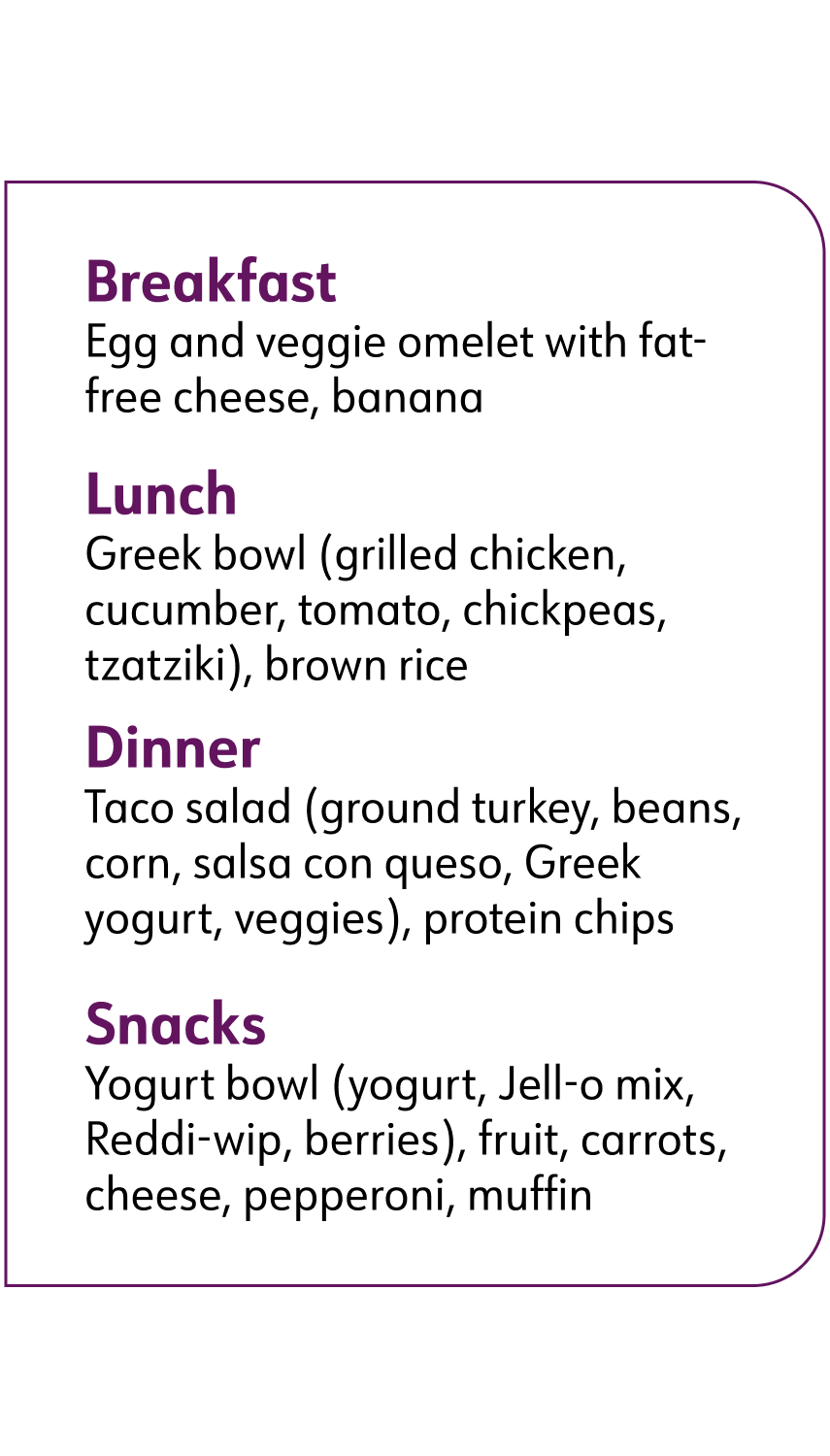 sample meal menu