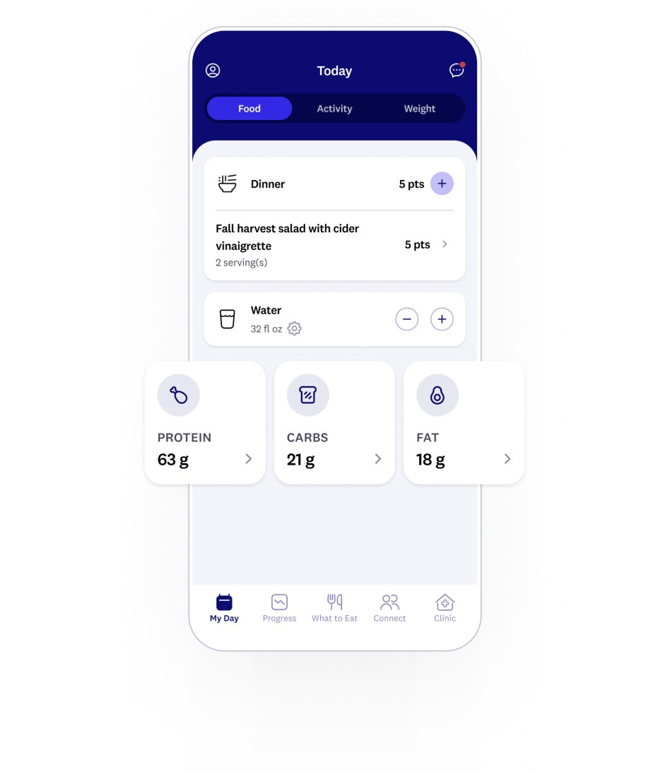 screenshot of new macros feature showing protein, carbs, and fat values