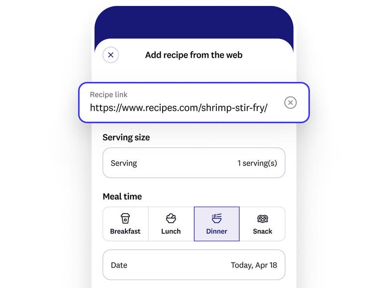 app screen that shows imported recipe from the web