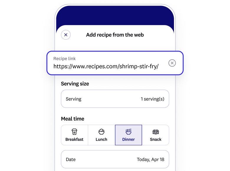 app screen that shows imported recipe from the web