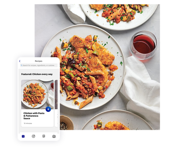 Chicken with pasta and puttanesca sauce