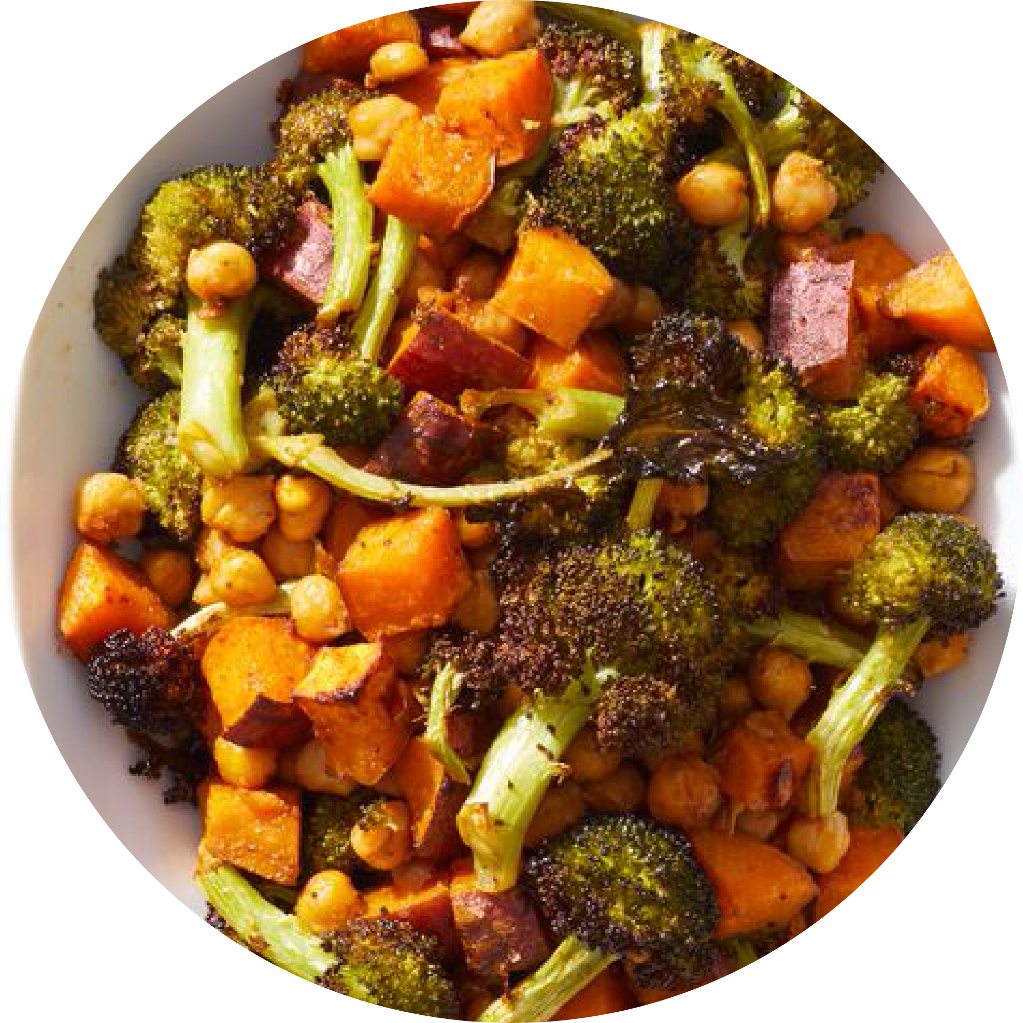 Sheet-Pan Sweet Potatoes & Broccoli with Chickpeas