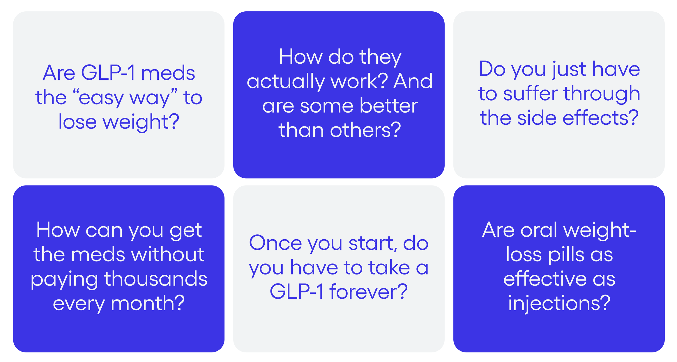 Are GLP-1 meds the “easy way” to lose weight? How do they actually work? And are some better than others? Do you just have to suffer through the side effects? Once you start, do you have to take a GLP-1 forever? How can you get the meds without paying thousands every month? Are oral weight-loss pills as effective as injections?