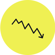 Graphic icon of a downward-trending arrow