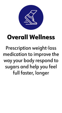 Overall Wellness  Prescription weight-loss medication to improve the way your body respond to sugars and help you feel full faster, longer