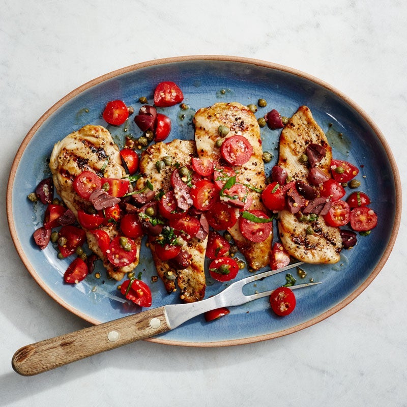 Grilled Chicken with Puttanesca Sauce