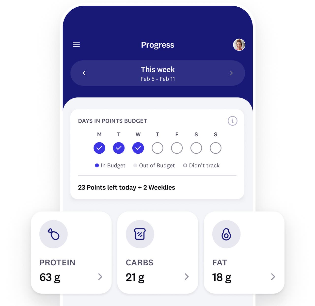 Screenshot of new macros feature showing protein, carbs, and fat values