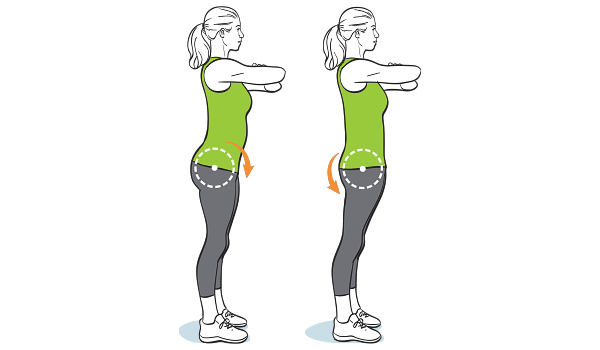 Pelvic tilts with glute contractions