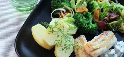 Stekt torsk med fräsch gräddfilssås