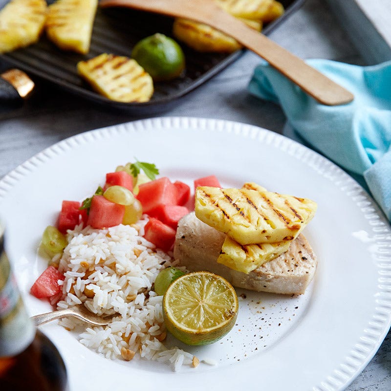 Foto av Grillad svärdfisk med jordnötsris och melonsalsa från WW ViktVäktarna
