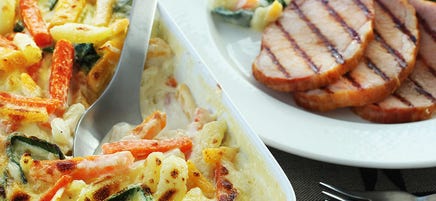 Rotfruktsgratäng med kassler