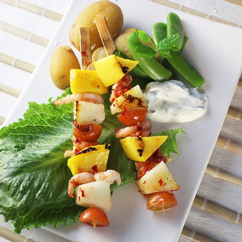 Foto av Skaldjursspett med potatis och limesås från WW ViktVäktarna