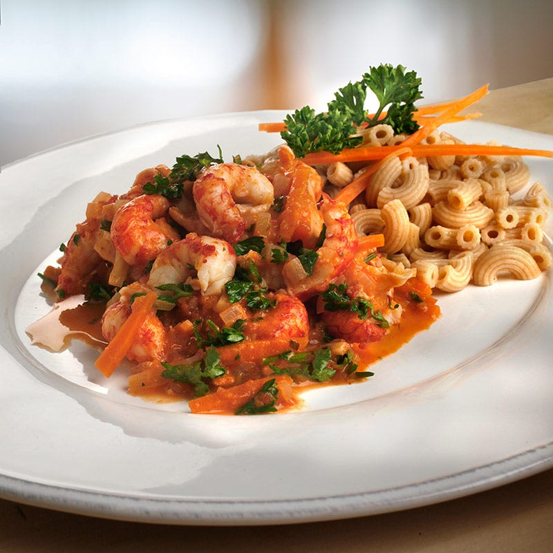Foto av Kräftstjärtar och rotfrukter med pasta från WW ViktVäktarna