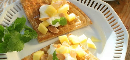 Våfflor med mascarpone och mango