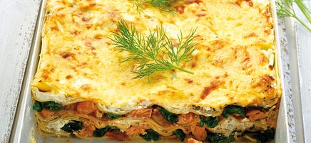 Lax- och spenatlasagne