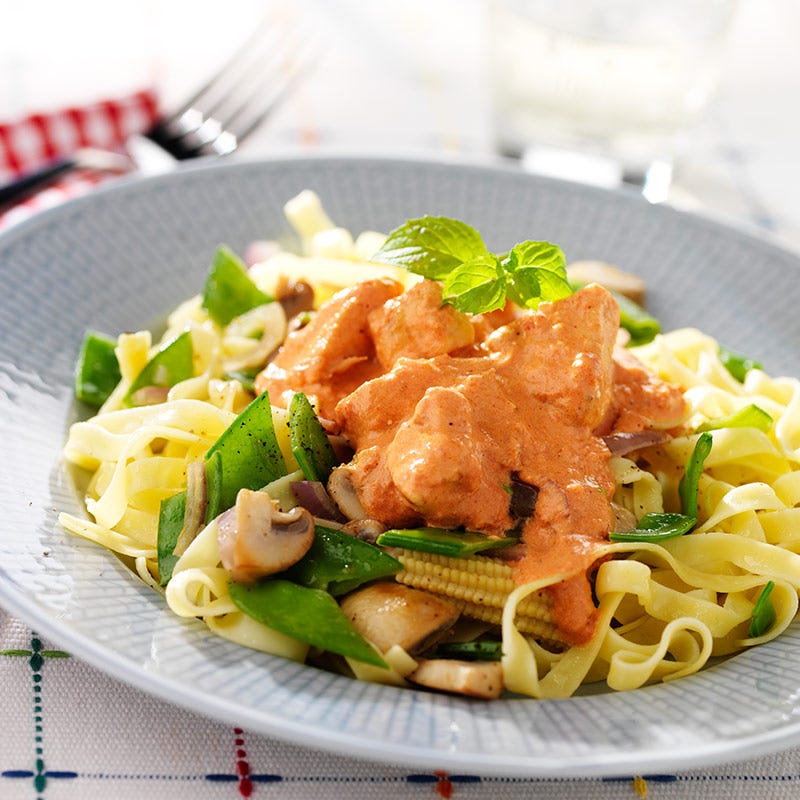 Foto av Kyckling med kantarellsås och pasta från WW ViktVäktarna