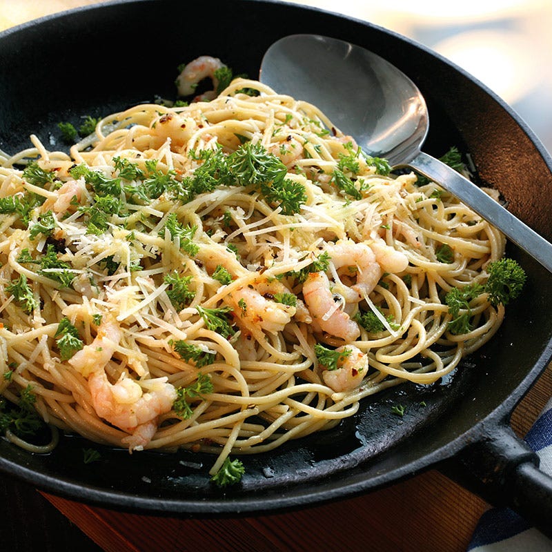 Foto av Spagetti med räkor och vitlök från WW ViktVäktarna