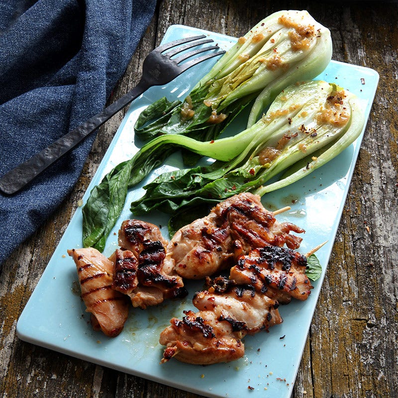 Foto av Teriyakikyckling på spett med pak choi från WW ViktVäktarna