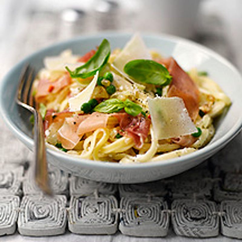 Foto van Pasta met Parmaham en parmezaanse kaas door WW