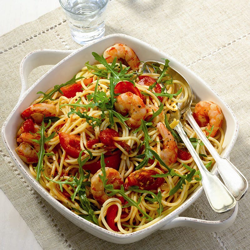 Foto van Spaghetti met scampi‘s en rucola door WW