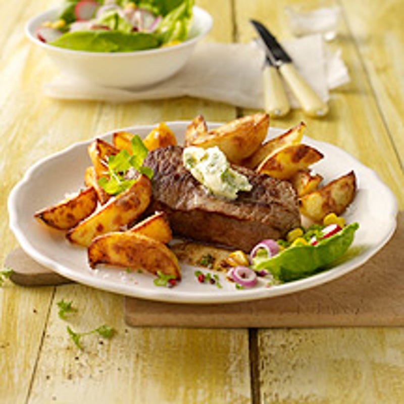 Foto van Biefstuk met aardappelwedges door WW