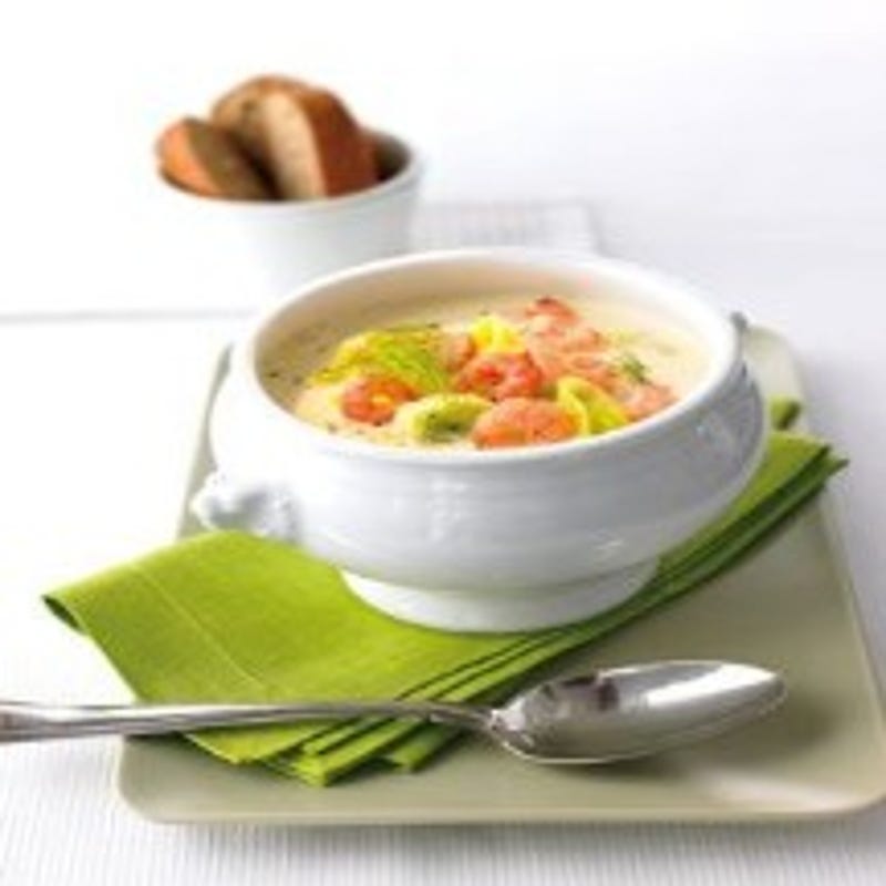 Foto van Preiroomsoep met grijze garnalen door WW