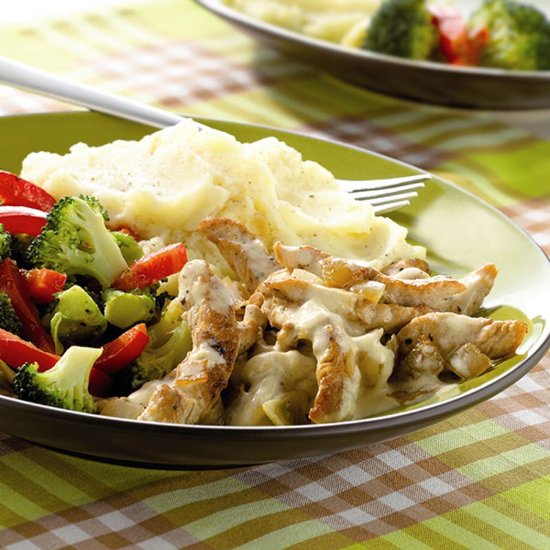 Foto van Kalkoenreepjes met aardappelpuree en broccoli door WW