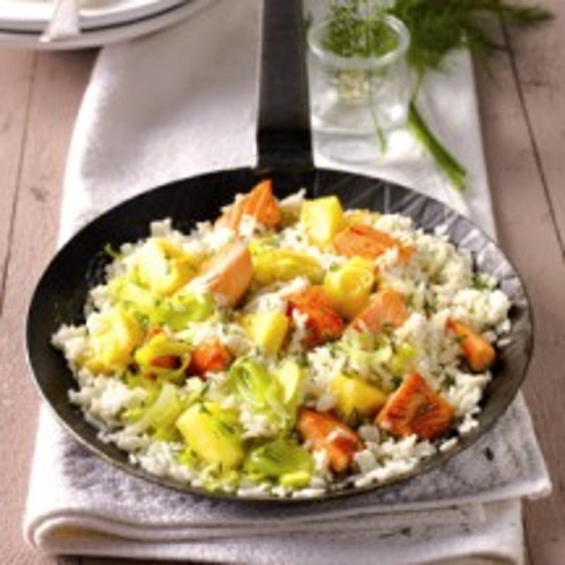 Foto van Zalmschotel met ananas door WW