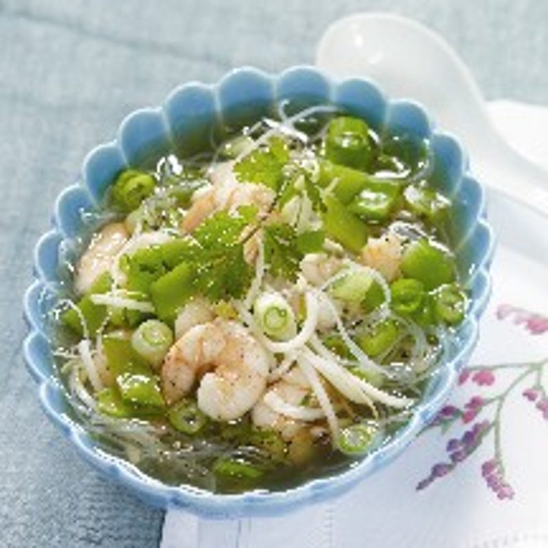 Foto van Glasnoedelsoep met scampi door WW