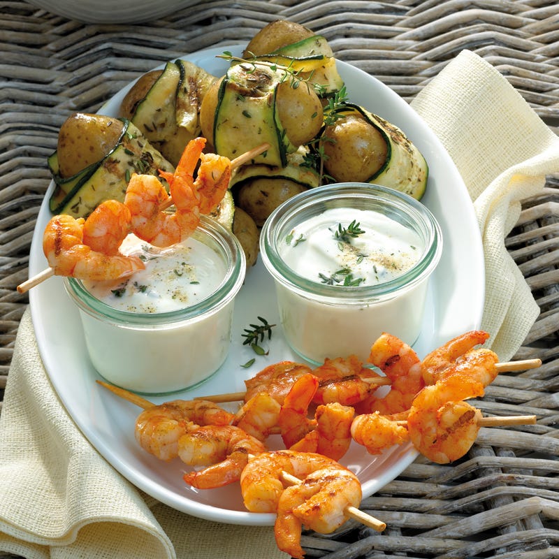 Foto van Courgette-aardappelen met scampi's door WW