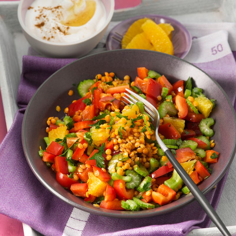 Linzensalade met selderij