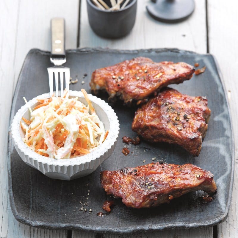 Foto van Spareribs met koolsla door WW