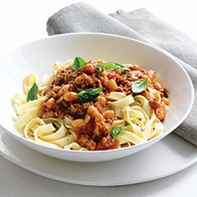 Foto van Tagliatelle bolognese met bonen door WW