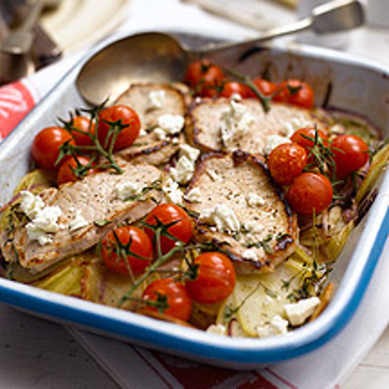 Foto van Varkensfilet met aardappelen, feta en tomaten door WW