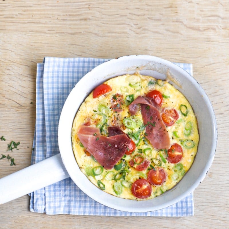 Omelet met ham en tomaat