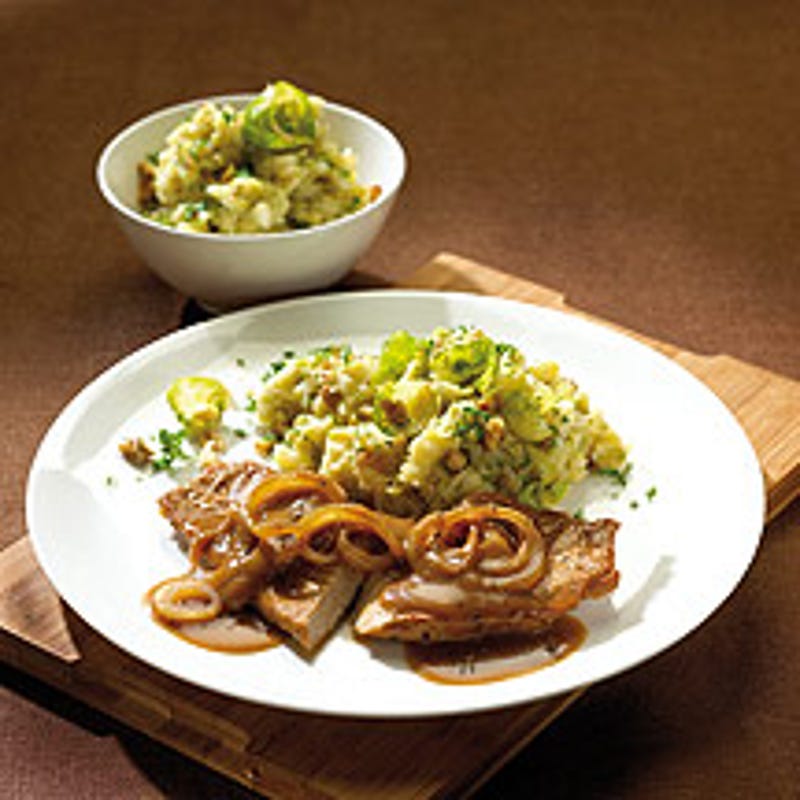 Foto van Kalfslapje met spruitjes-walnotenpuree door WW