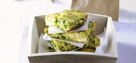Frittata van erwtjes, munt en feta