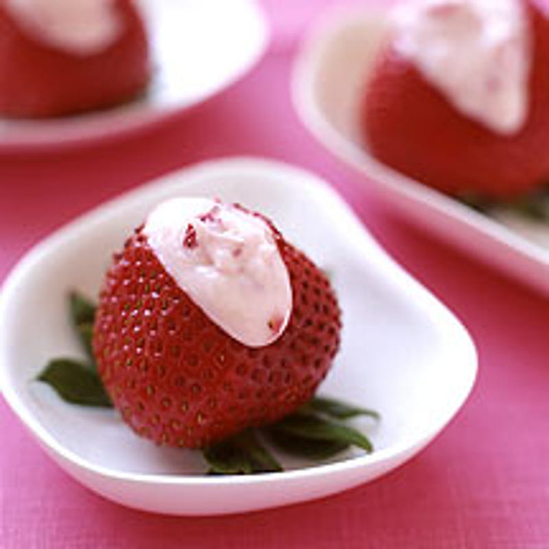 Foto van Aardbeien met een romige vulling door WW