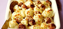Gegratineerde bloemkool met gehaktballen