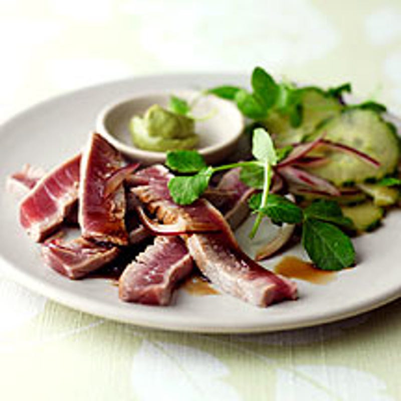 Foto van Gebakken tonijn met komkommer en wasabi door WW
