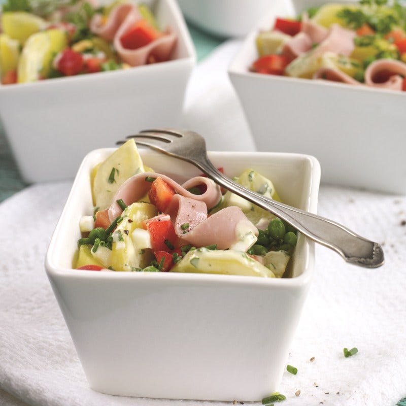 Foto van Aardappelsalade met ham en kruidendressing door WW