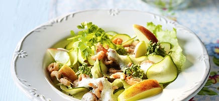 Salade met garnalen en courgette